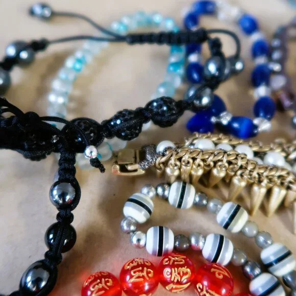 22 Pc Boho Beaded Bracelet Bundle Lot Gemstone Crystal Stack Boho Hippie Craft - Picture 9 of 13